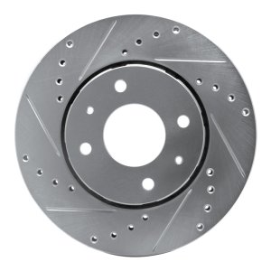 Volvo S40 Brake Rotor (1) - Front Left - R1 Concepts - Drilled & Slotted - Silver - `00-`04